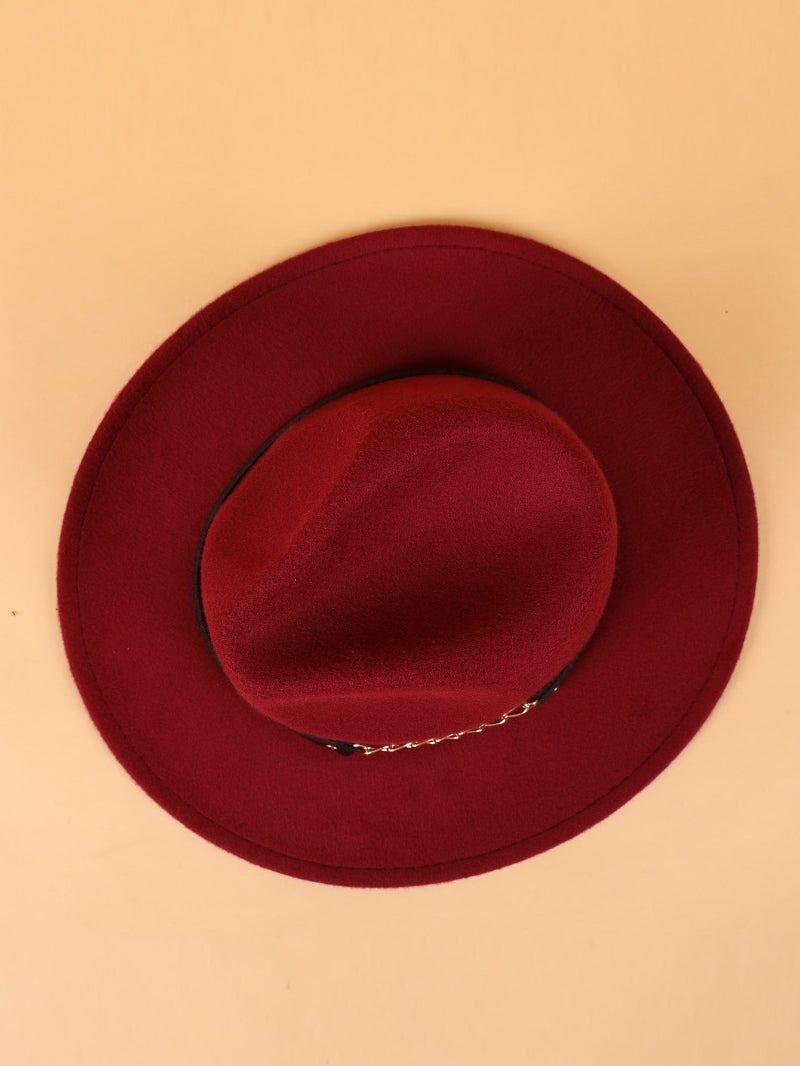 Let's Link Up Belted Chain Fedora Hat (Burgundy)