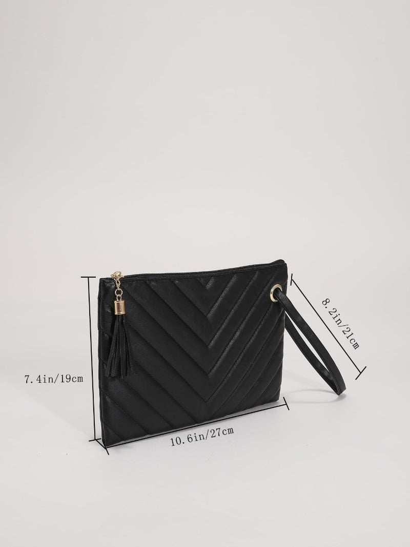 Chic Chevron Tassel Wristlet Clutch