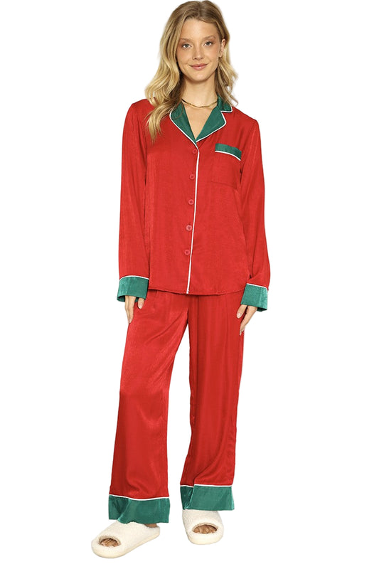 Festive Satin Pajama Set