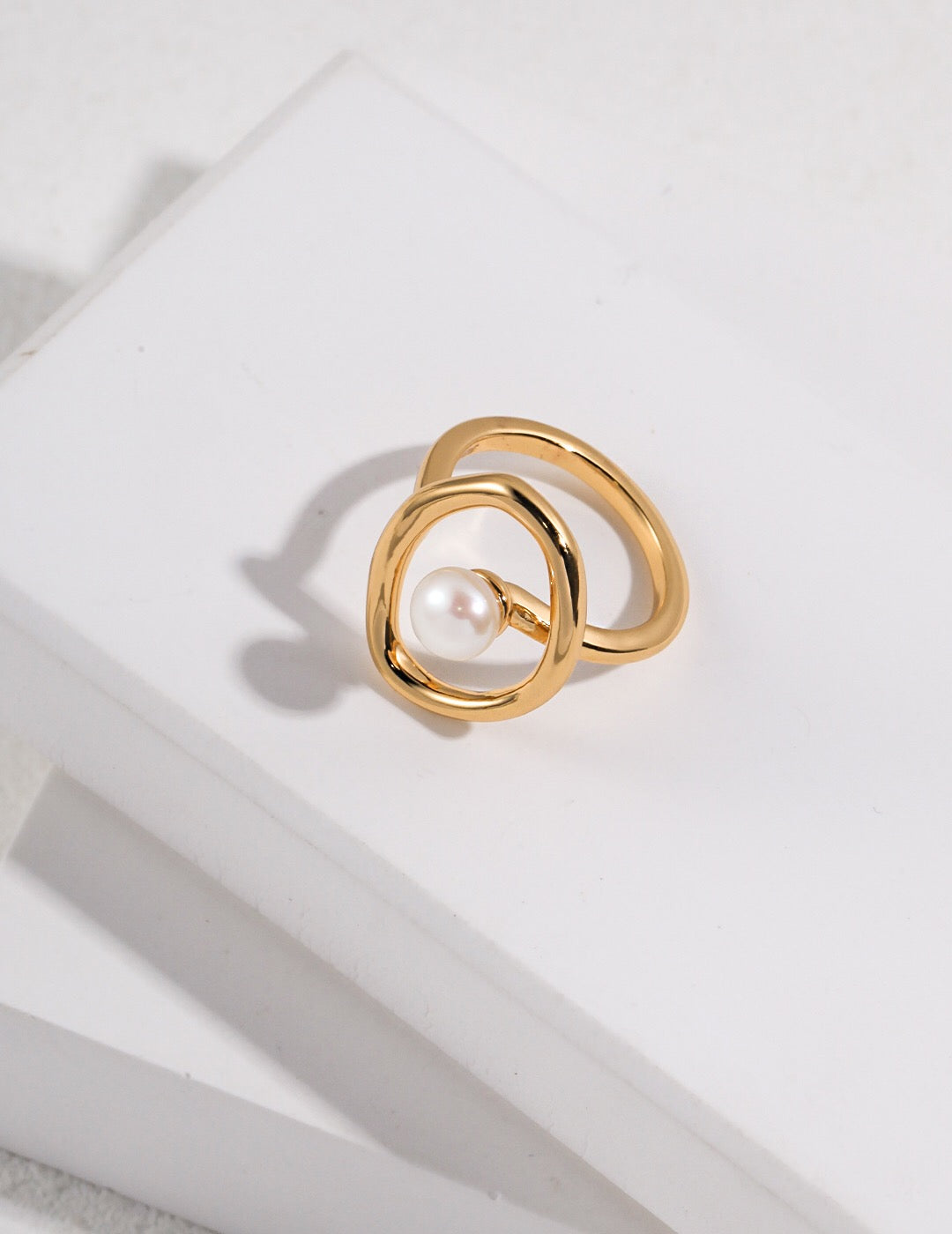 Pearl Open Circle Ring
