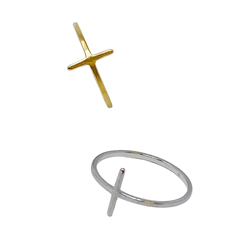 Dainty Side Cross Ring