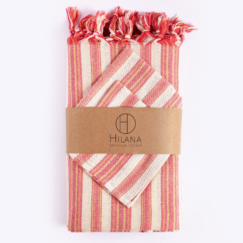 Andana Striped Tablecloth Set w 12 Napkins