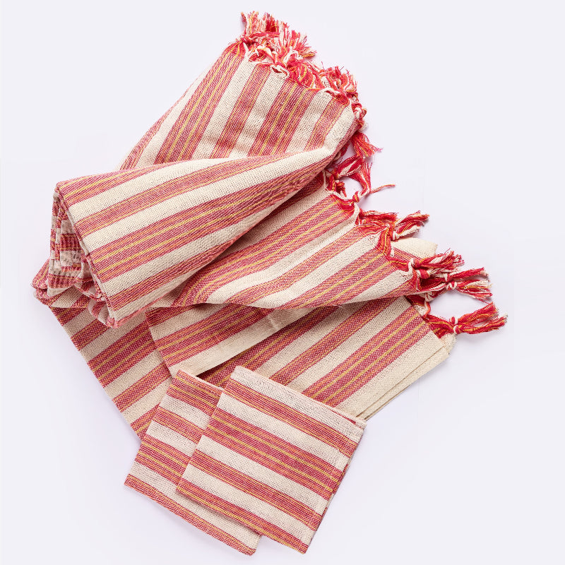 Andana Striped Tablecloth Set w 12 Napkins