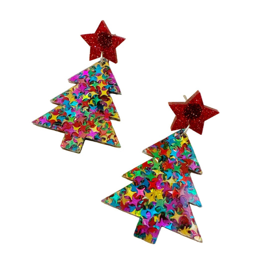 Festive Star Tree Earrings