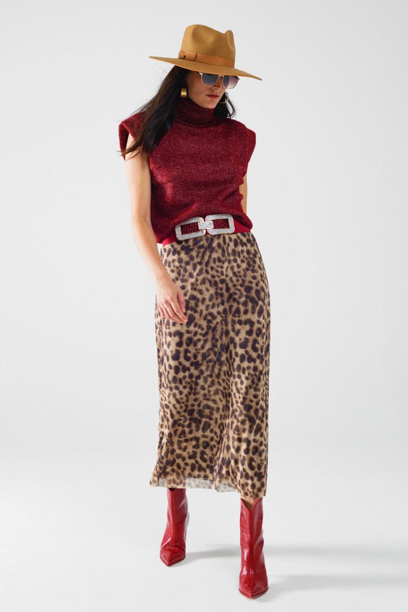 Burgundy Sleeveless Turtleneck