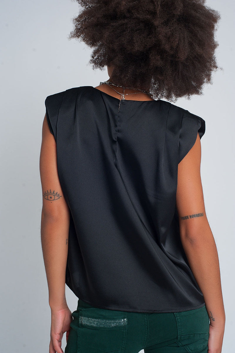 Satin Shoulder Pad Top