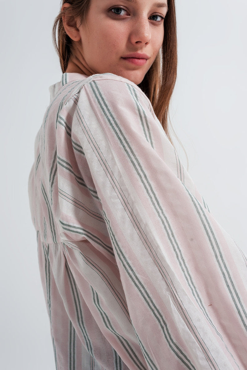 Striped Grandad Cropped Shirt