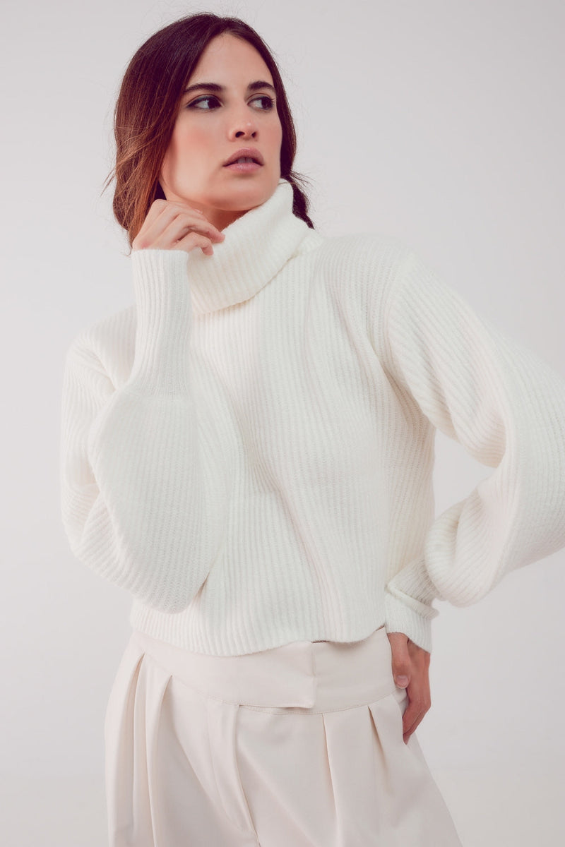 Cream Balloon Sleeve Jumper
