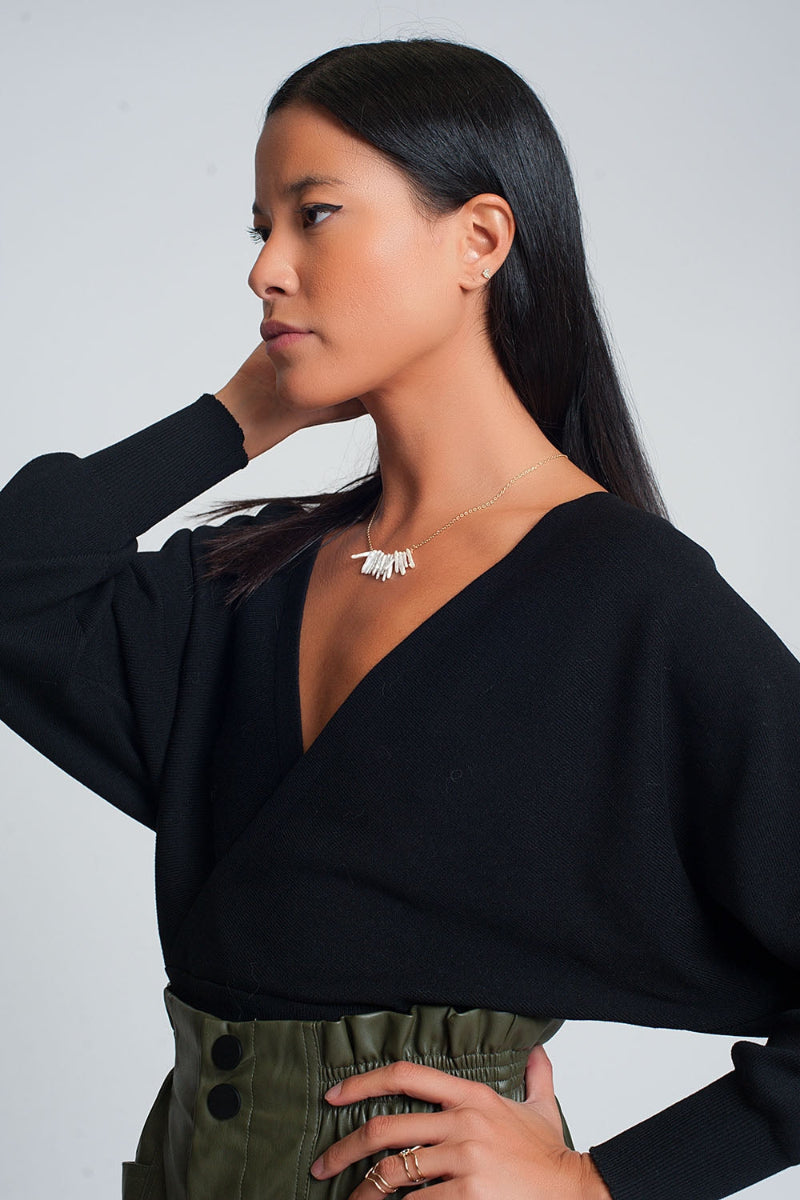 Wrapped V-Neck Sweater