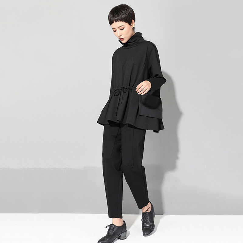 Drawstring Turtleneck Sweatshirt