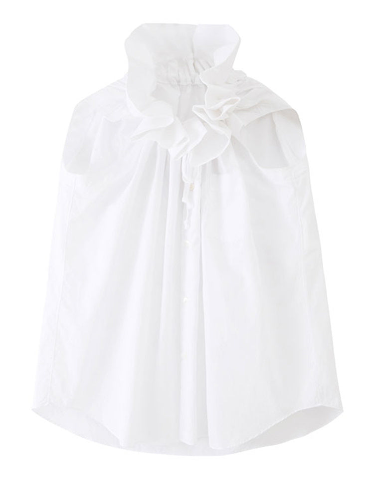Ruffle Collar Sleeveless Blouse