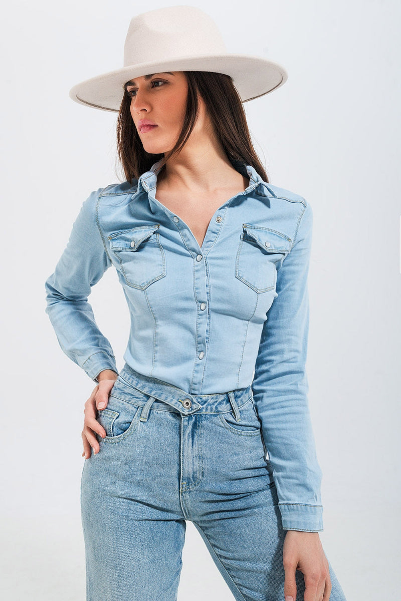 Western Light Wash Denim Shirt
