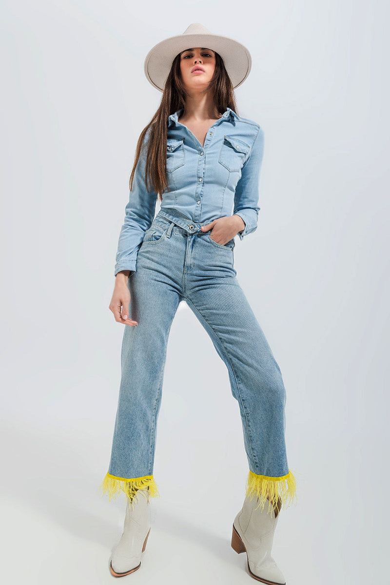 Western Light Wash Denim Shirt