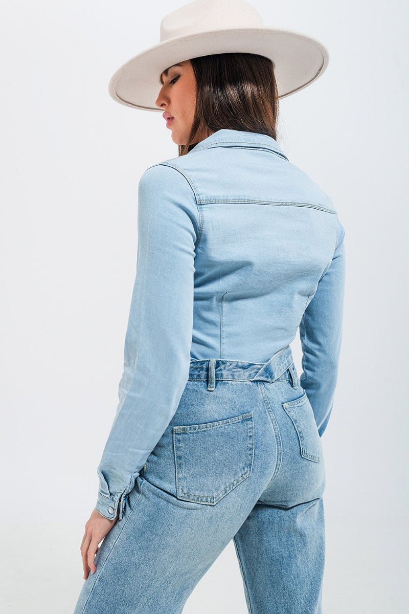 Western Light Wash Denim Shirt
