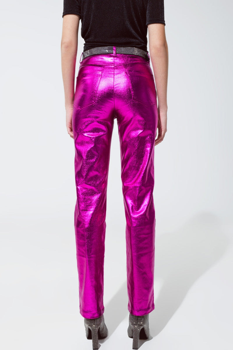 Fuchsia Glow Metallic Pants