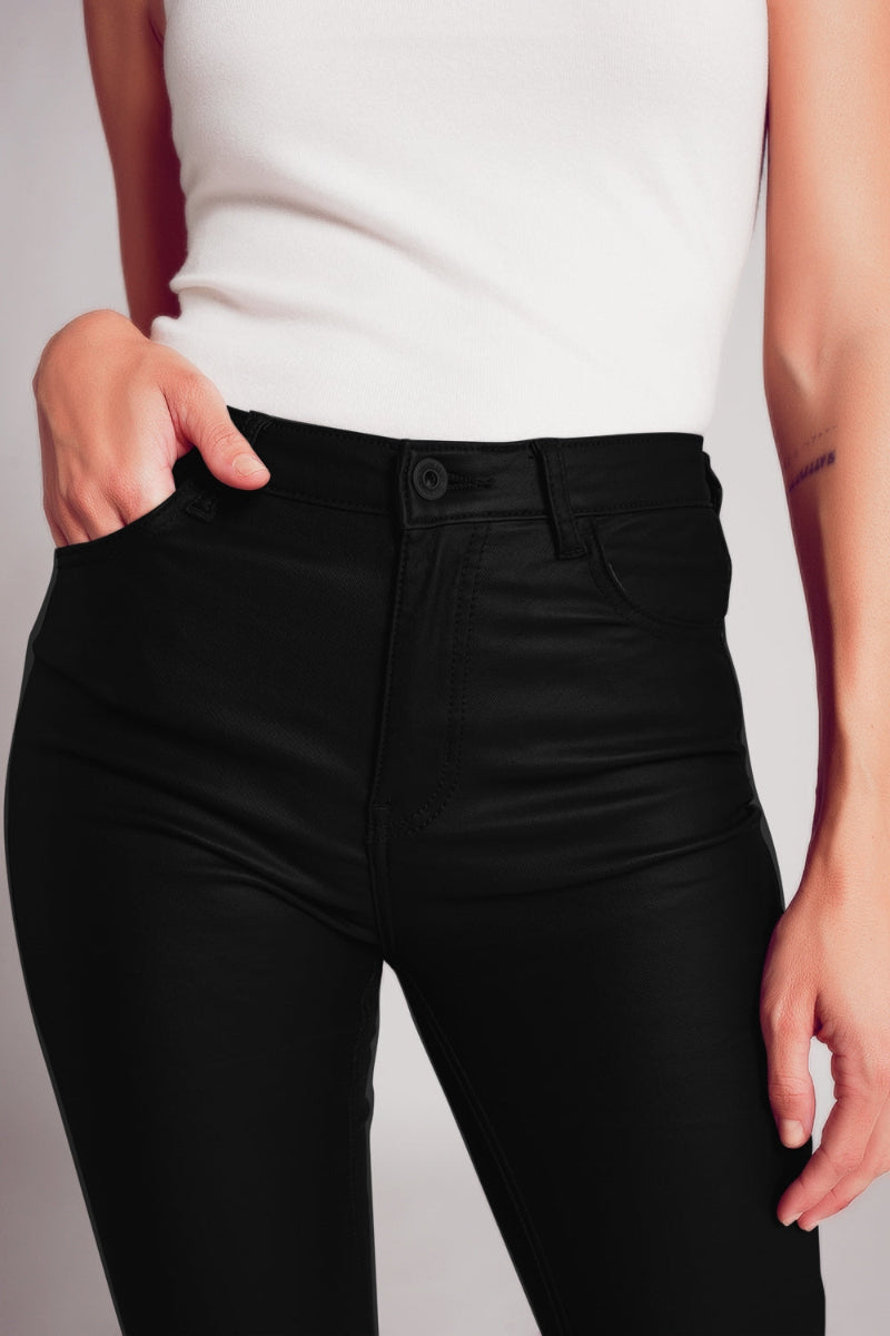 Stretch Faux Leather Flare Pants