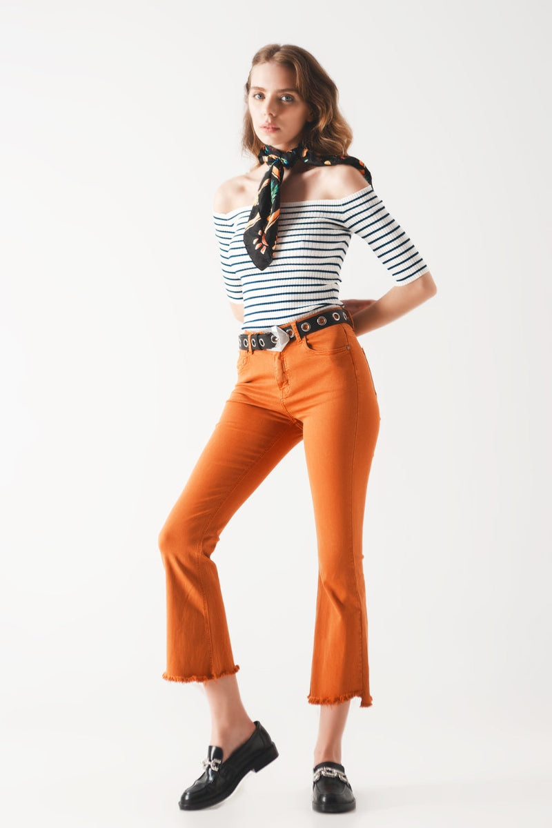 Stripe Bardot Top