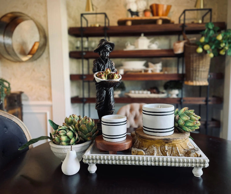 Harvest Striped Stone Candle