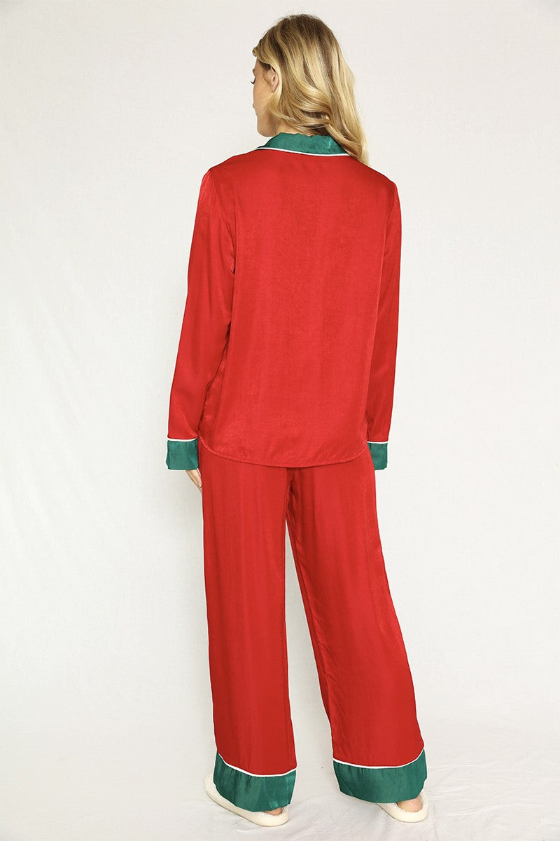 Festive Satin Pajama Set