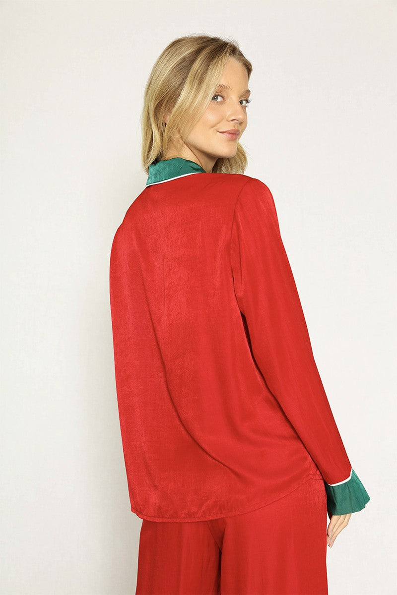 Festive Satin Pajama Set