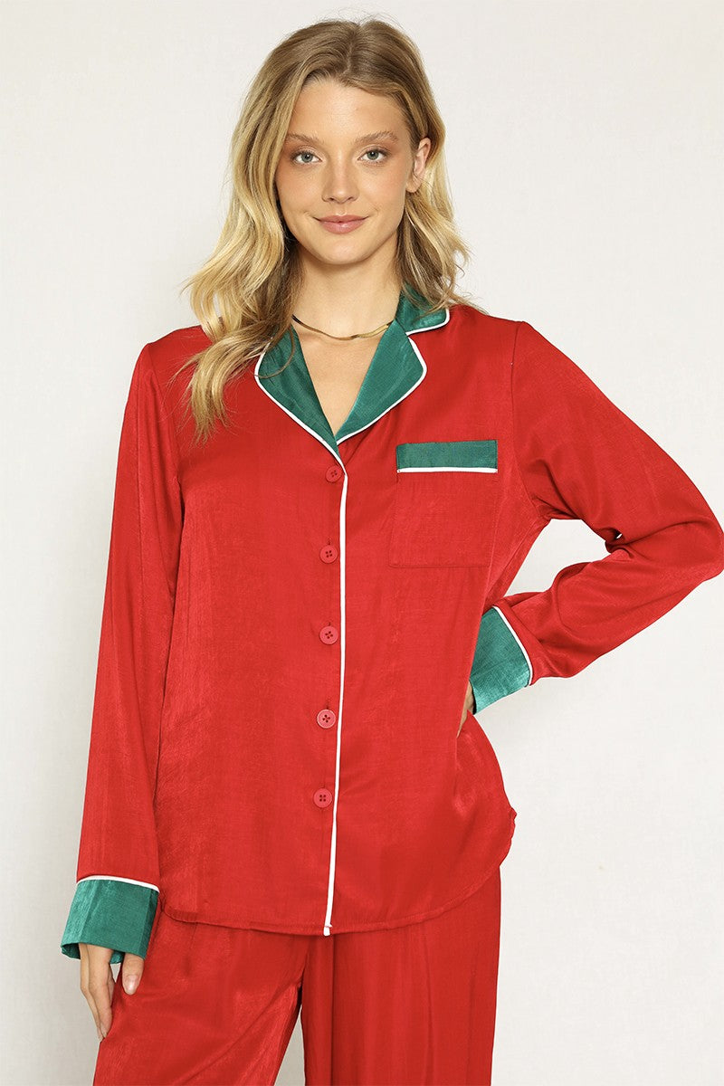 Festive Satin Pajama Set