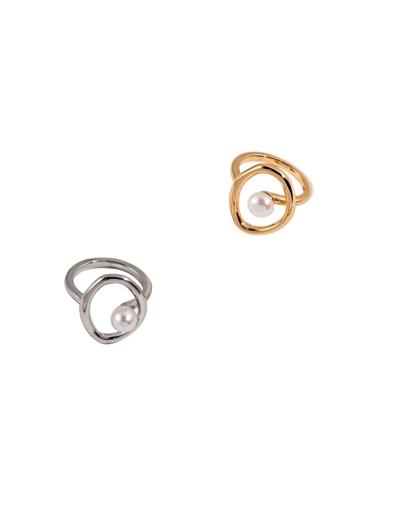 Pearl Open Circle Ring