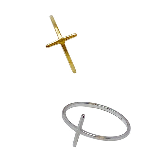 Dainty Side Cross Ring