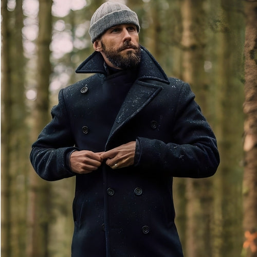 Men's Mid-Length Wool Coat