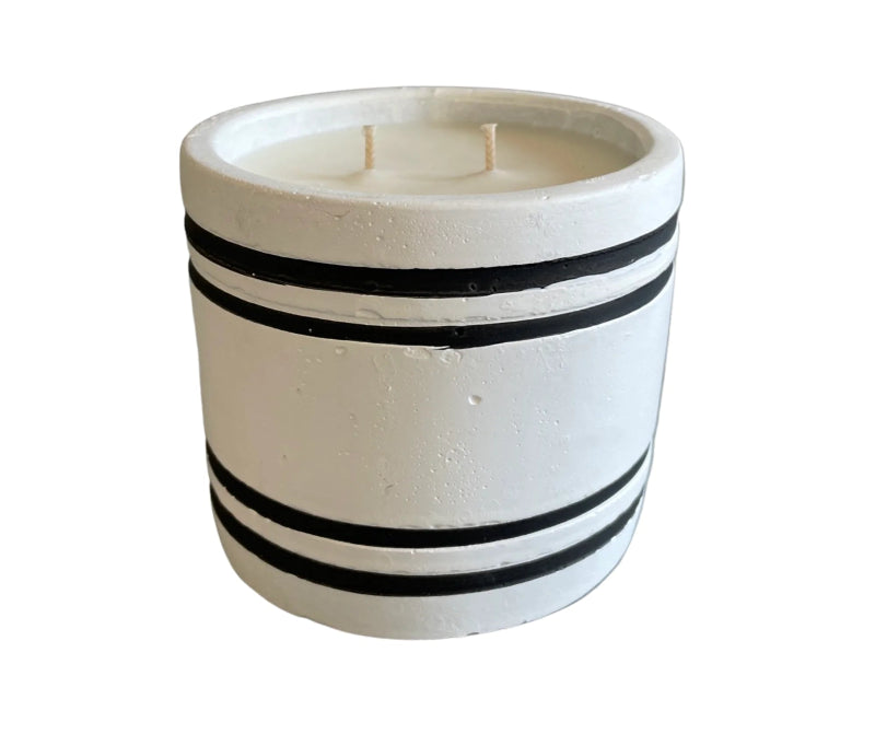 By the Fire Striped Stone Candle