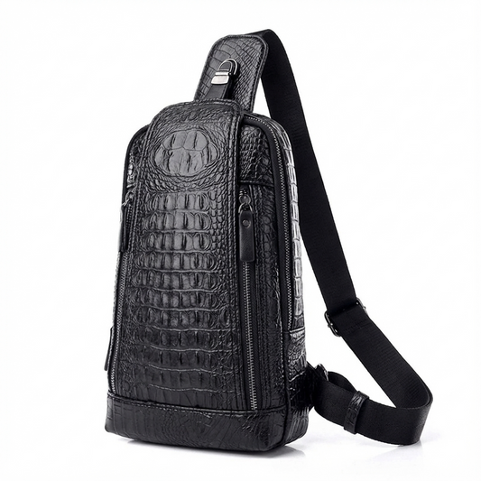 Croc Design Leather Sling Bag