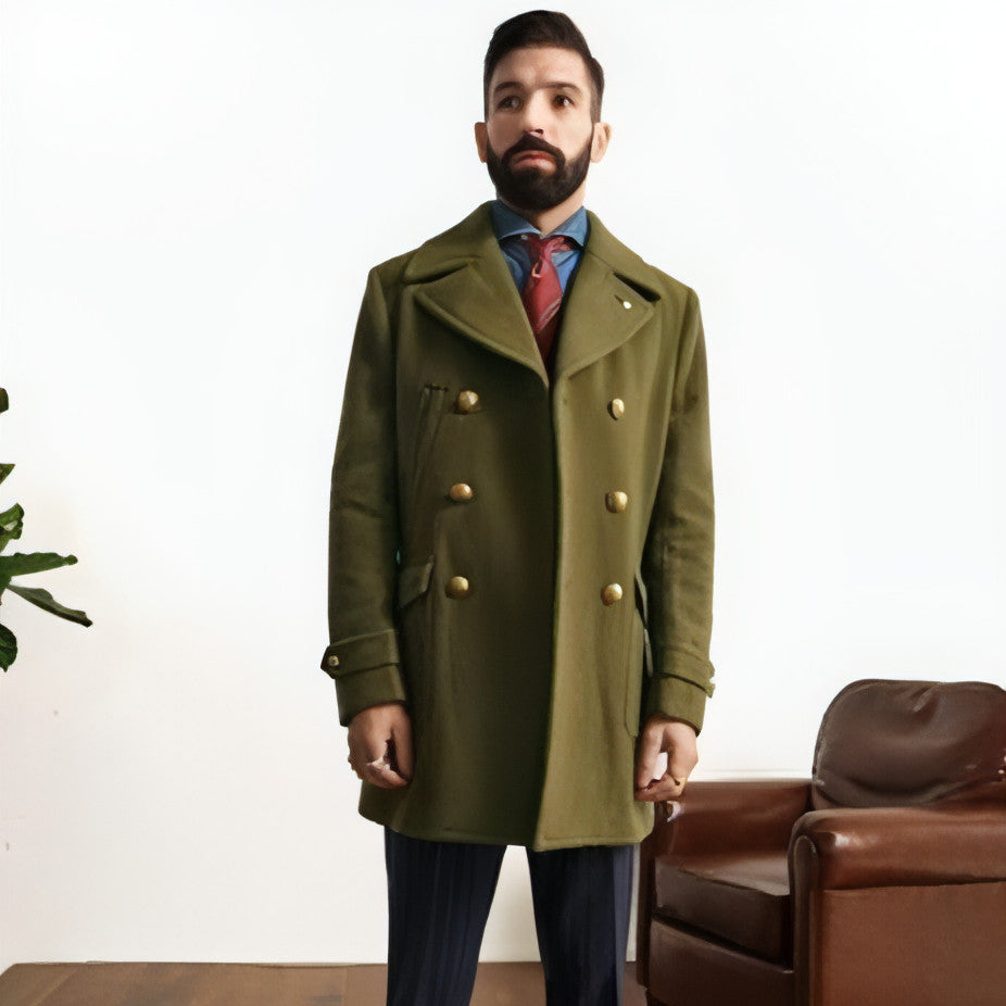 Men's Mid-Length Wool Coat