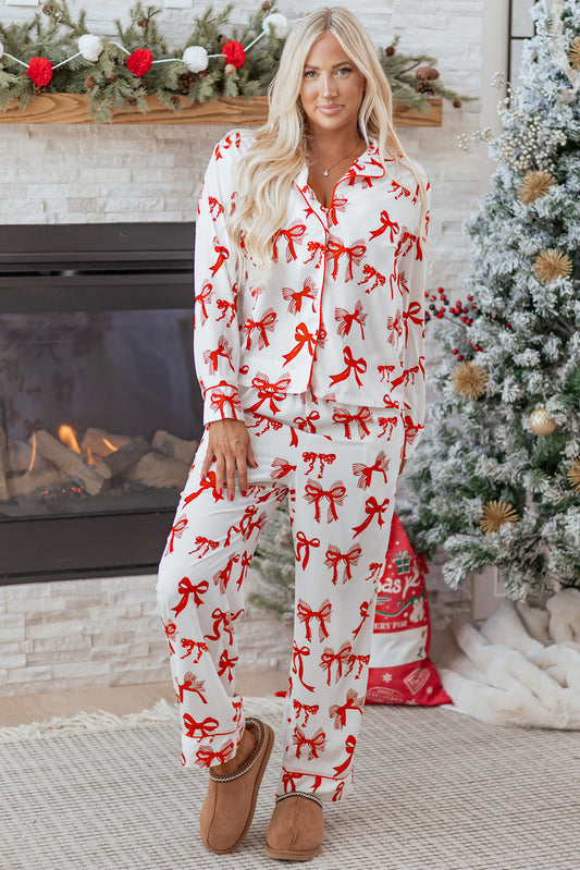 Holiday Bow Top Pajama Set
