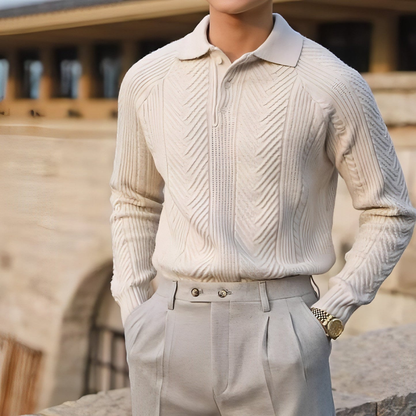 Men’s Classic Lapel Knit Sweater