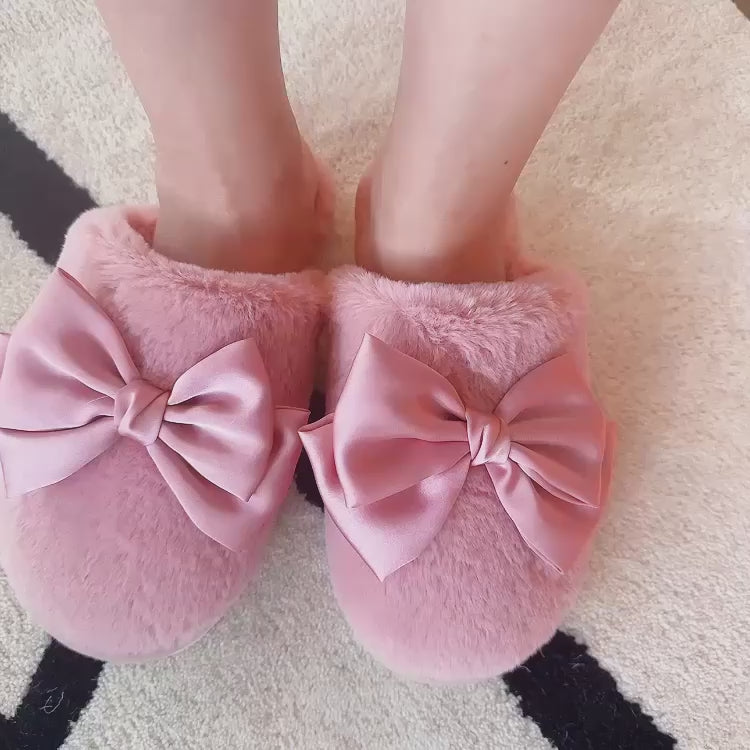 Satin Shine Fur Cozy Lounge Slippers