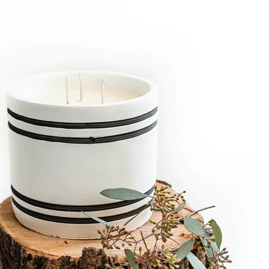 Harvest Striped Stone Candle