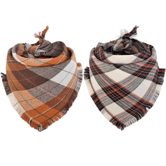 Fall Plaid Reversible Pet Scarf Set