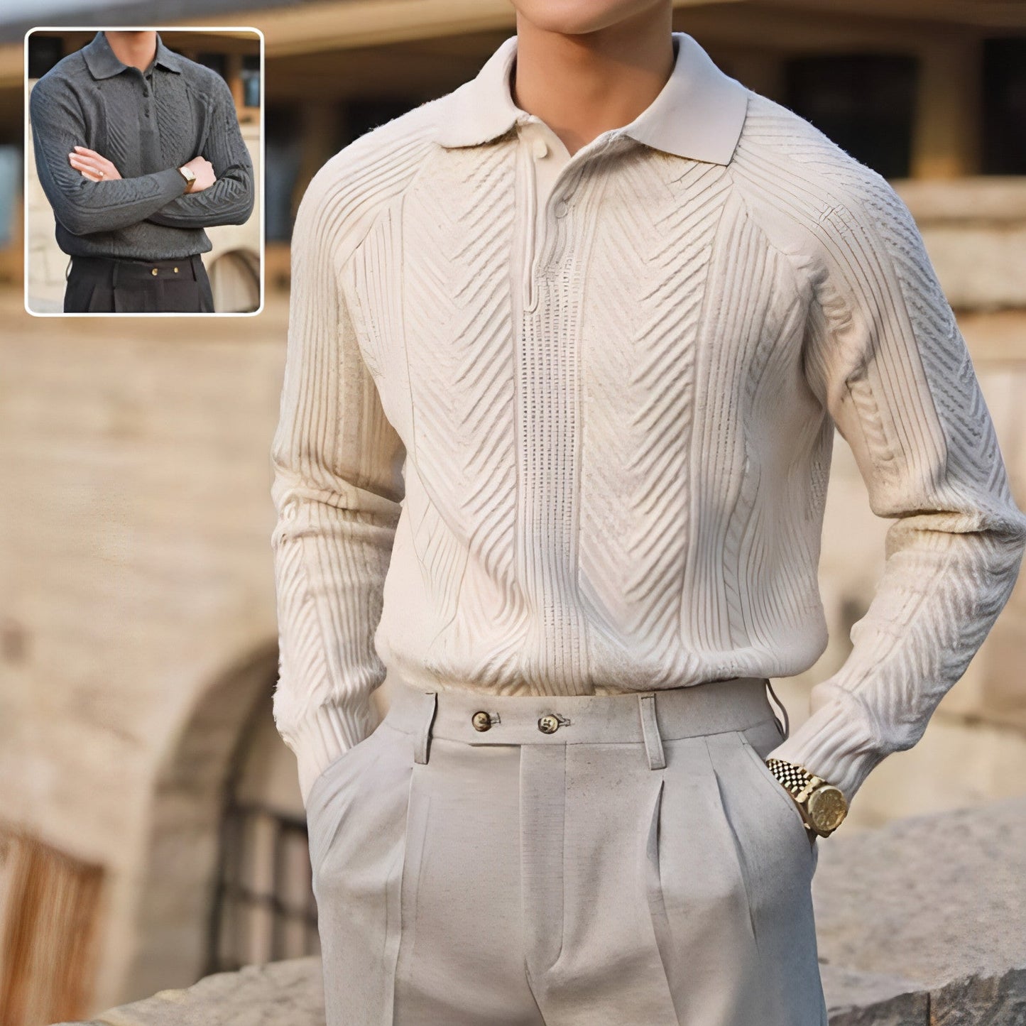 Men’s Classic Lapel Knit Sweater
