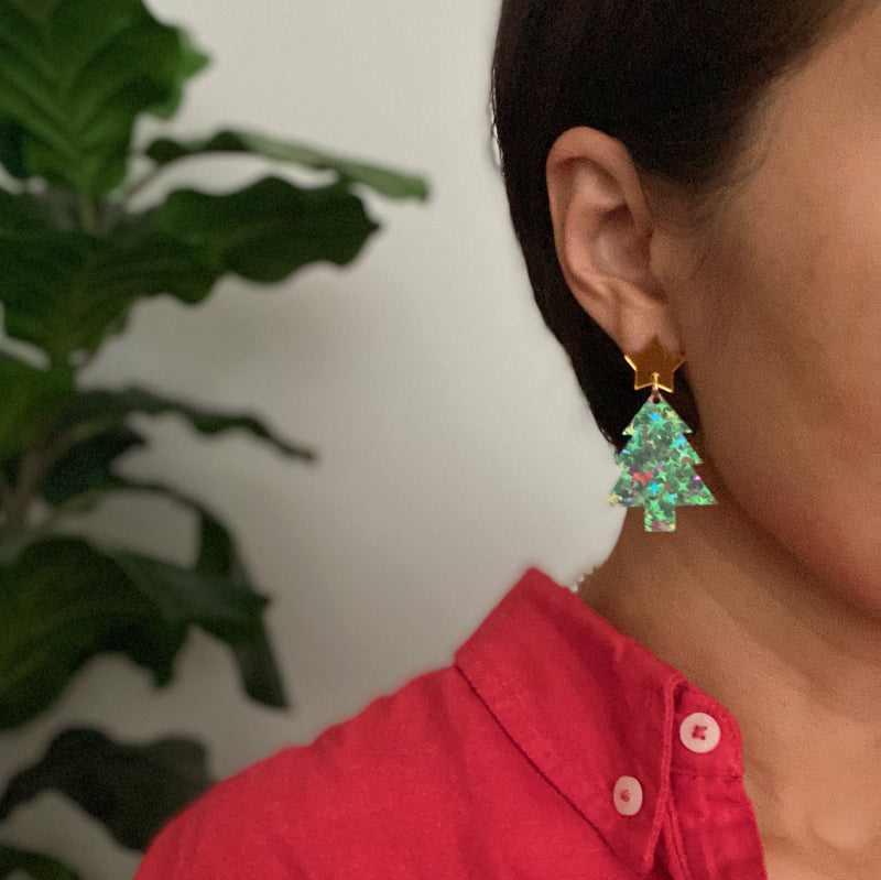 Festive Star Tree Earrings
