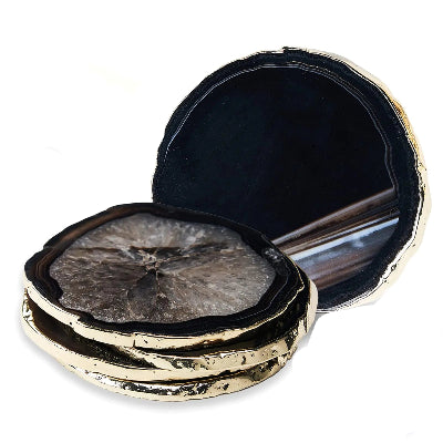 Luxe Black Agate Coaster Set
