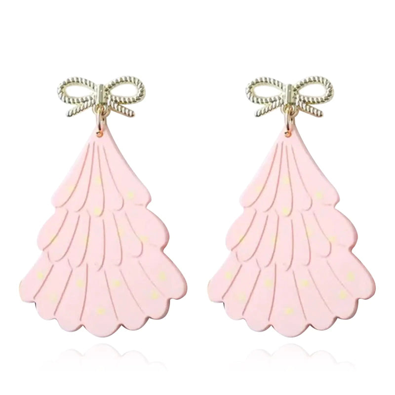Blush & Bow Christmas Bow Earrings