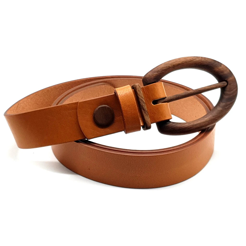 Luxury Leather Wood Belt
