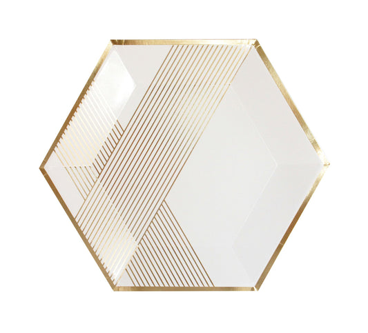 Blanc - White Striped Premium Large Paper Plates