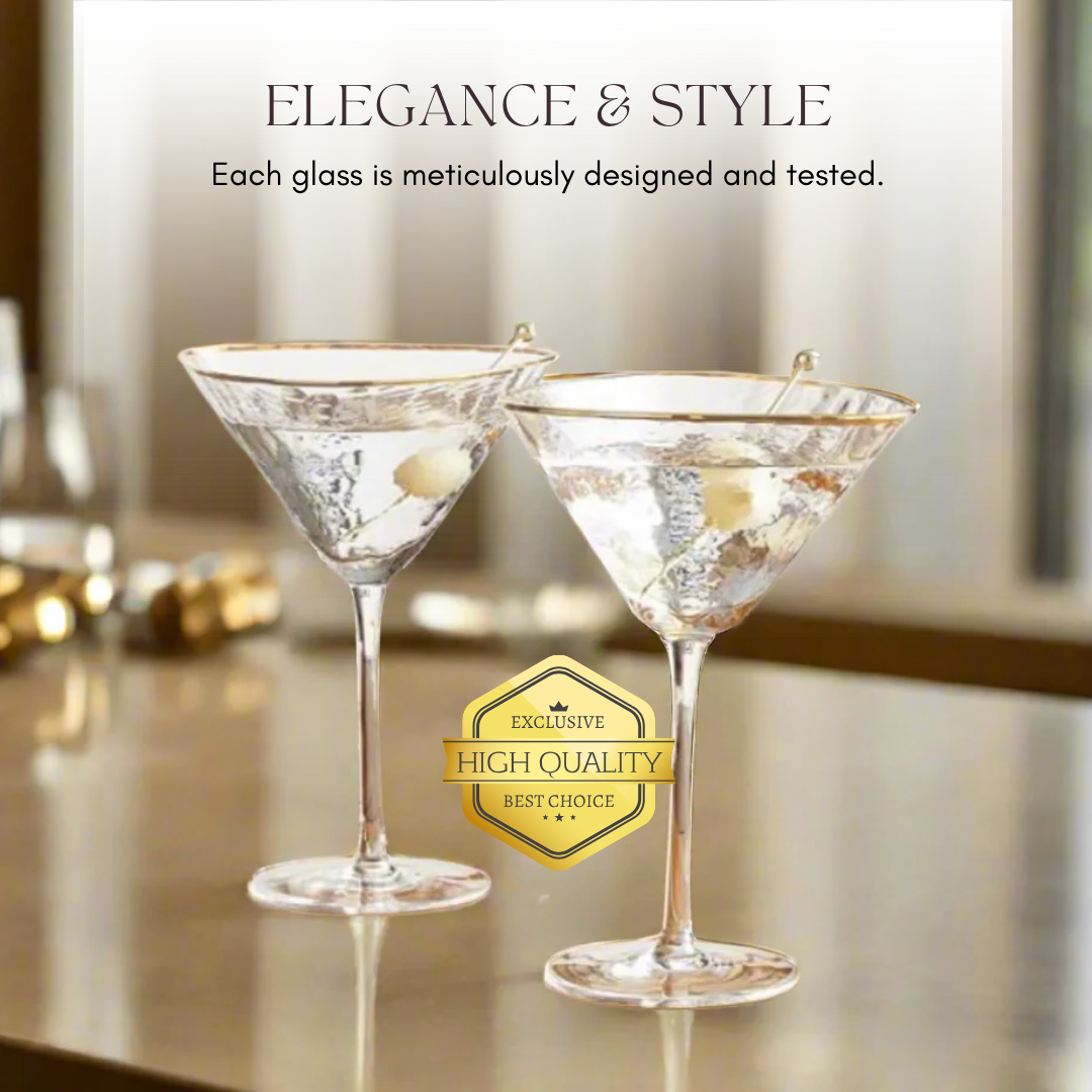 Clear Hammered Martini & Cocktail Glasses