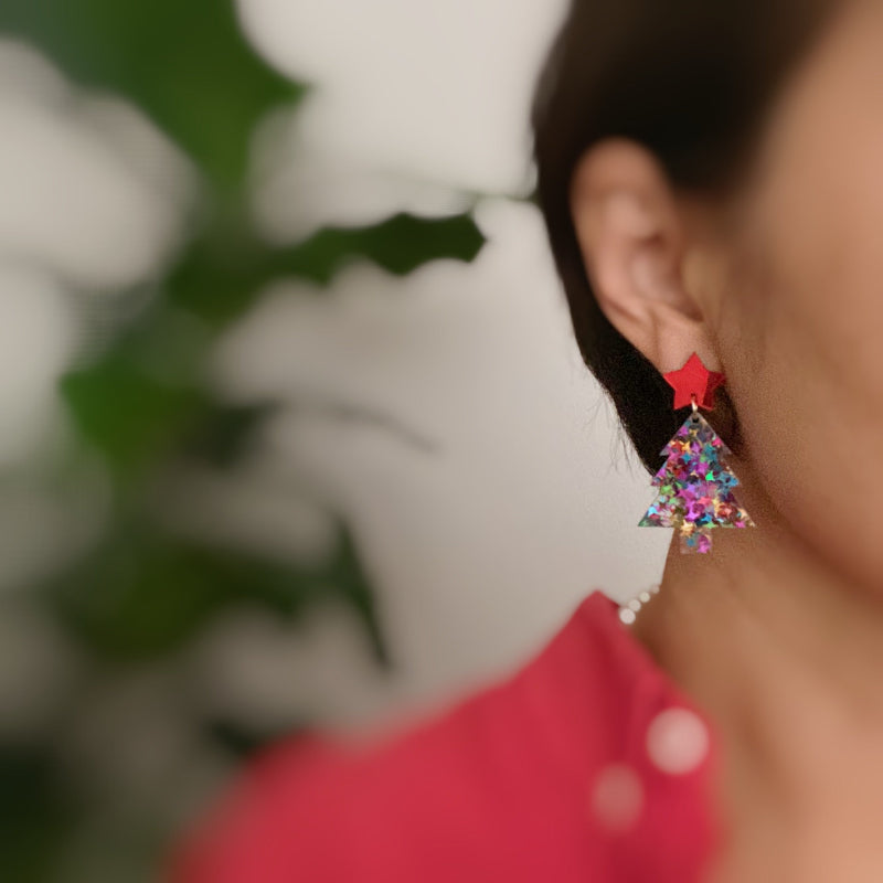 Festive Star Tree Earrings