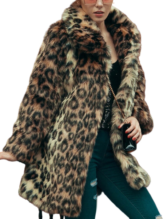 Leopard Print Faux Fur Coat