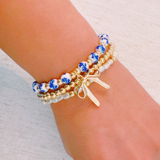 Floral Ceramic Beaded Bracelet Set