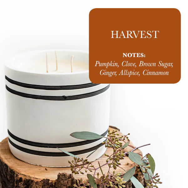 Harvest Striped Stone Candle