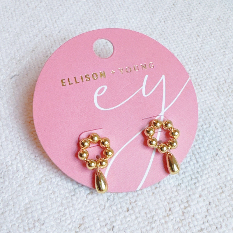 Golden Petal Drop Earrings