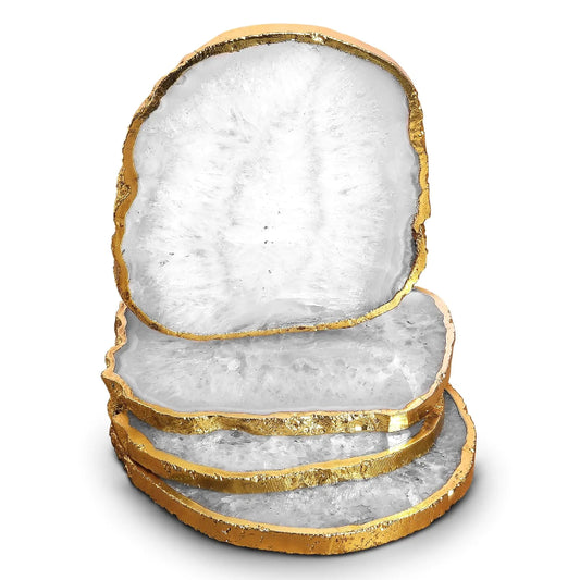Golden Rim Agate Coasters | Set of 4