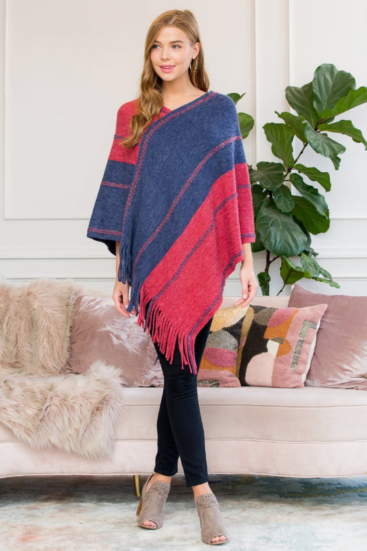Two-Tone Chain Fringe Poncho